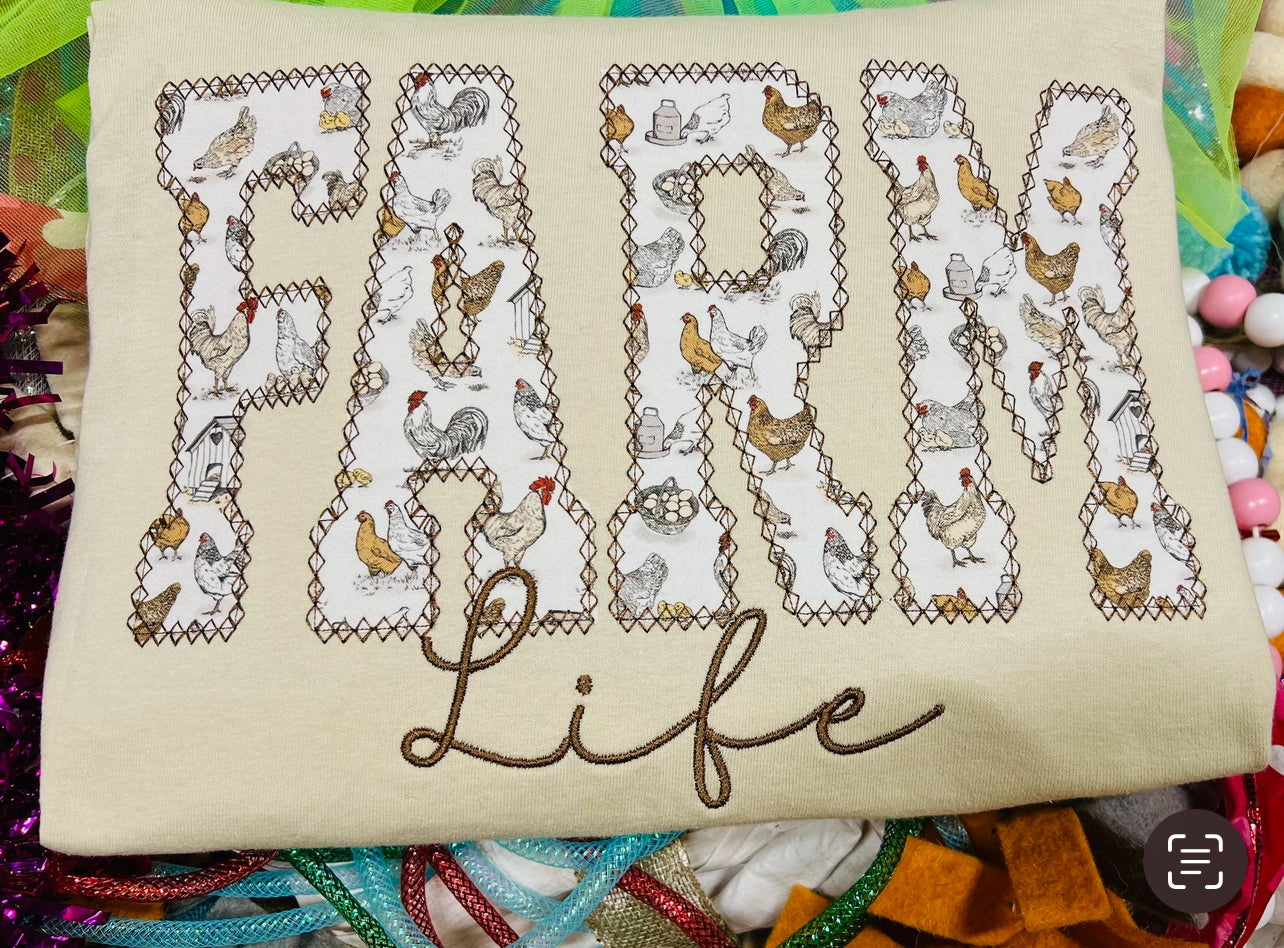 Embroidered Farm Life Sweatshirt/Tee