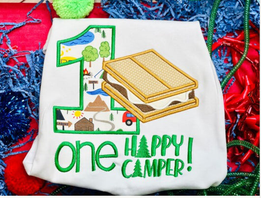 Embroidered Happy Camper Birthday Shirt