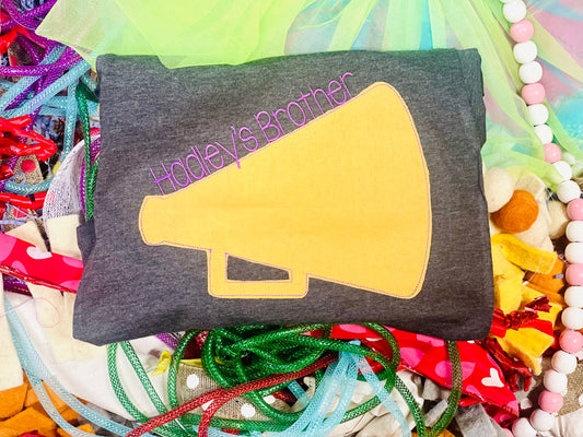 Embroidered  Cheer Megaphone Boy Tee or Sweatshirt