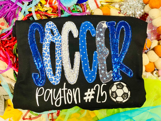 Embroidered Sequin Soccer Tee or Sweatshirt