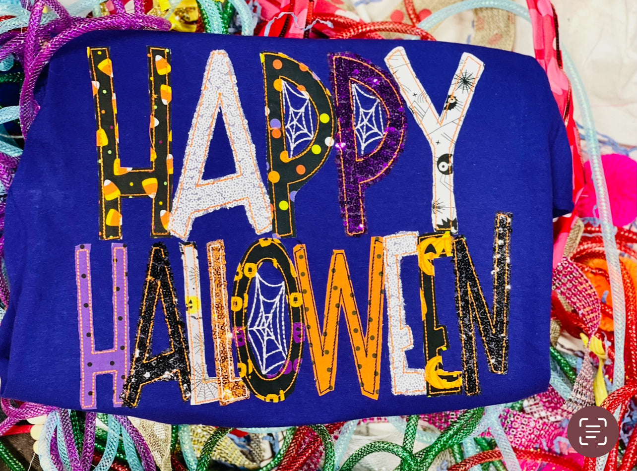 Embroidered Happy Halloween Tee/Sweatshirt