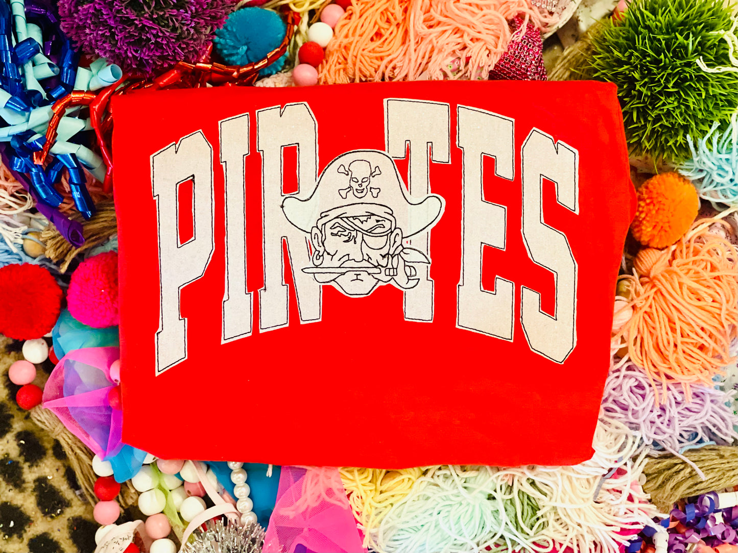 Embroidered Team Pirates Tee or Sweatshirt