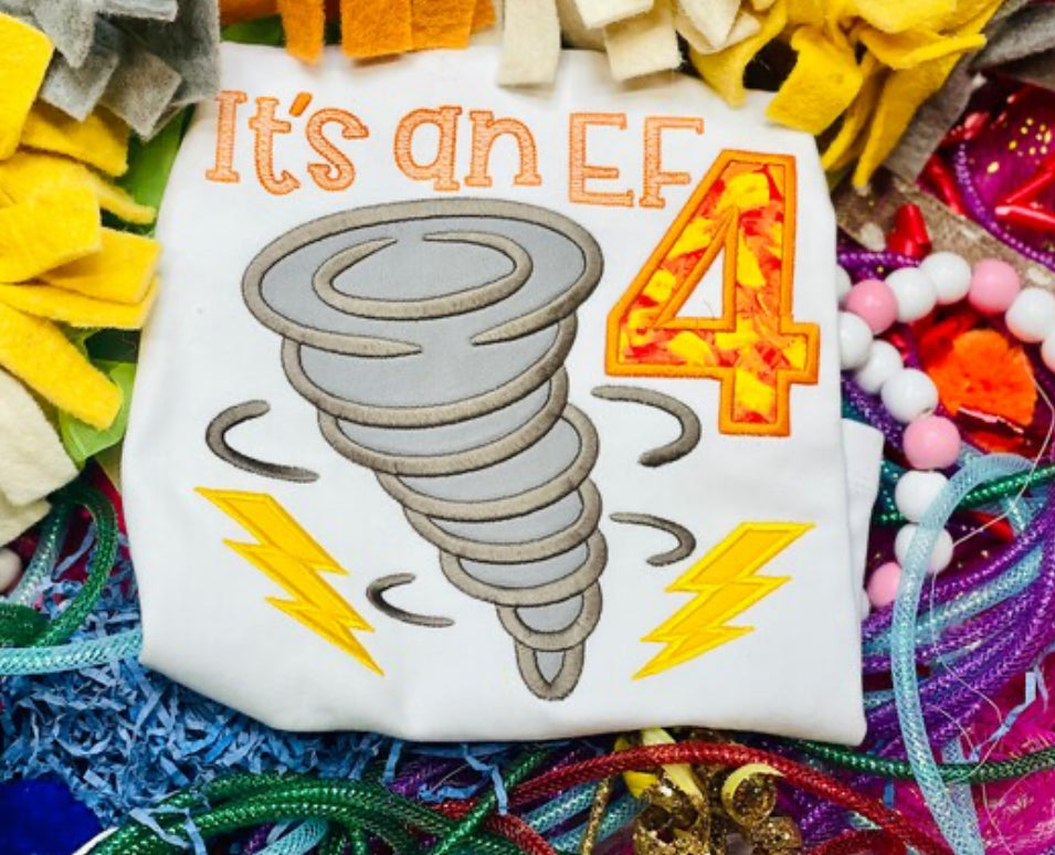 Custom Embroidered tornado category Four Theme Birthday Shirt