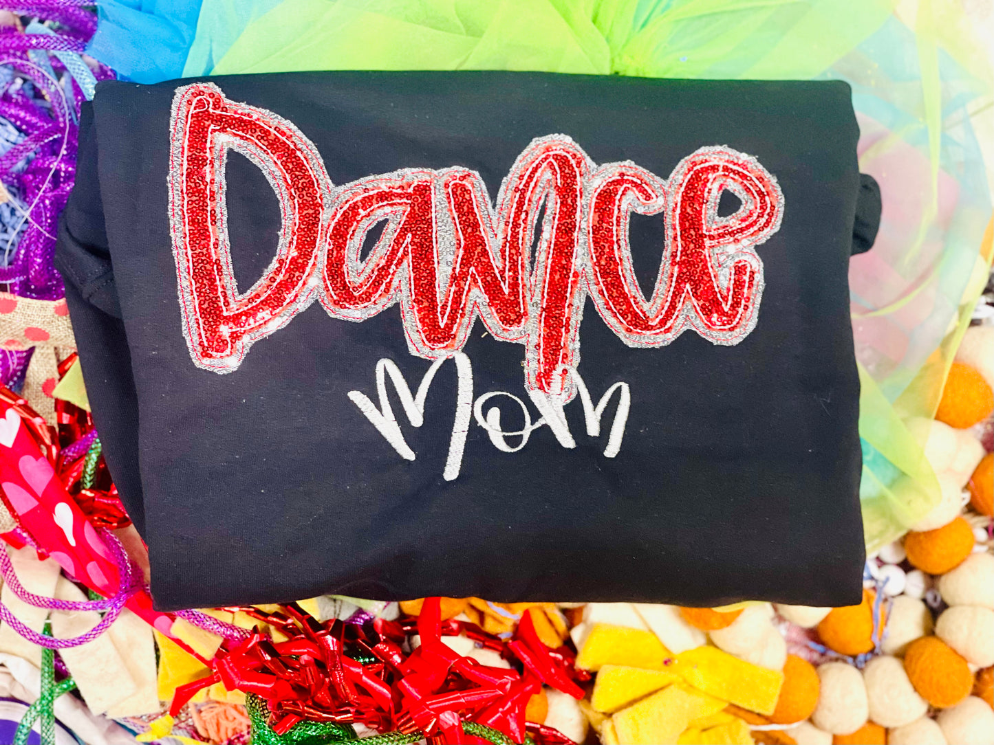 Embroidered Dance MOM Sweatshirt, Pick Any Sequin color!