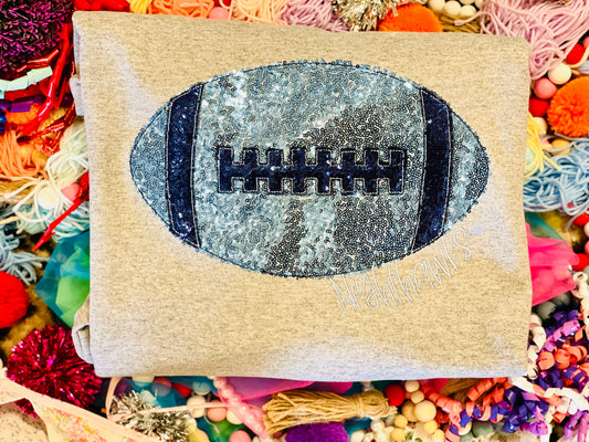 Embroidered Sequin Football Tee or Sweatshirt