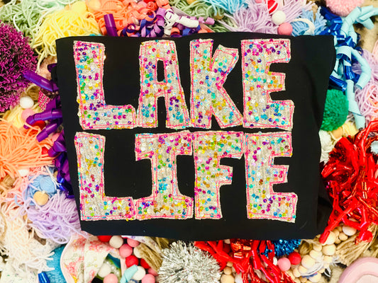 Embroidered with Lake Life Colorful Sequin Fabric