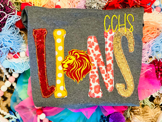 Embroidered School Lions Tee or Sweatshirt