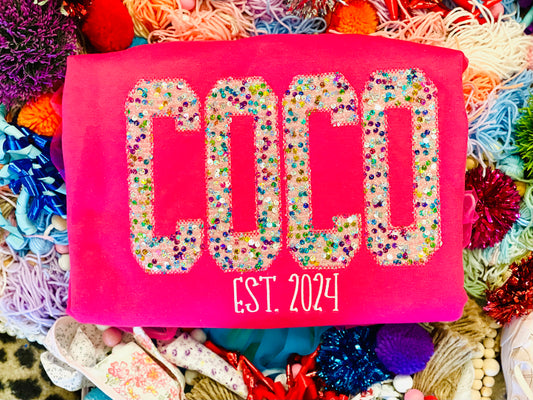 CUSTOM Embroidered COCO or any name tee!!