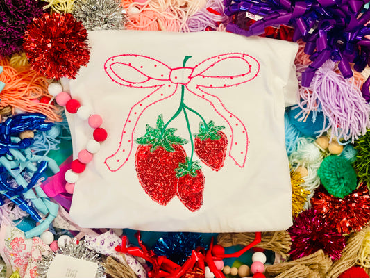 Custom Strawberries W/Bow Tee/Sweatshirt