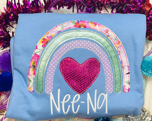 Embroidered Nee-Na Rainbow Tee/Sweatshirt