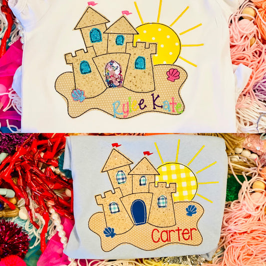 Custom Embroidery Sand Castle Shirt