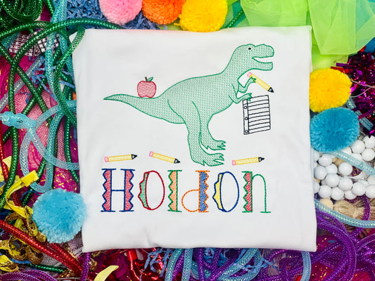 Custom Embroidery School Dinosaur Shirt