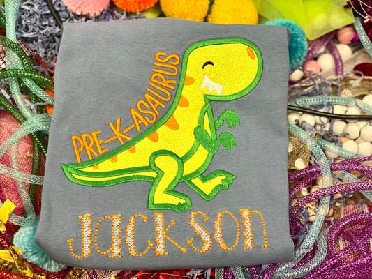 Custom Embroidery School Dinosaur Shirt