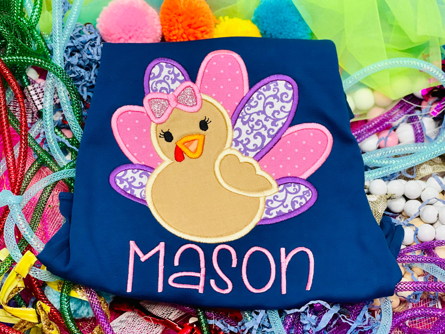 Custom Embroidery Thanksgiving Turkey Shirt
