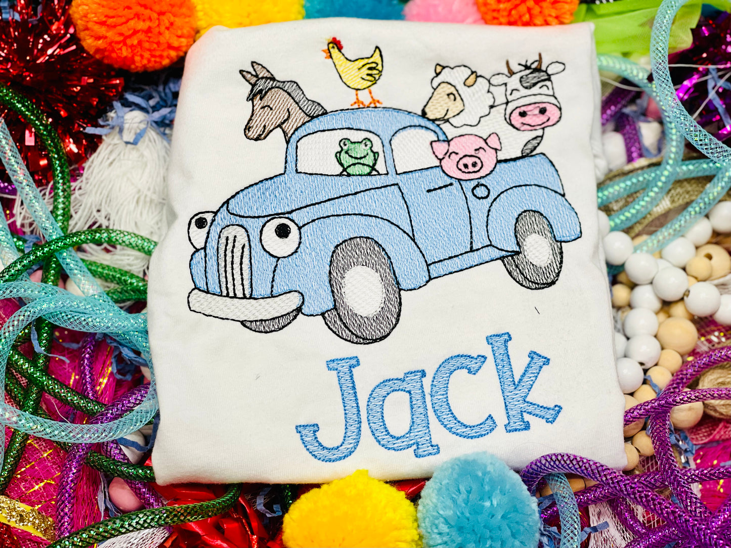 Custom Embroidery Truck W/Animals Shirt