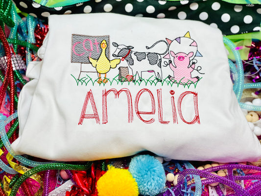 Custom Embroidery School Animals Shirt