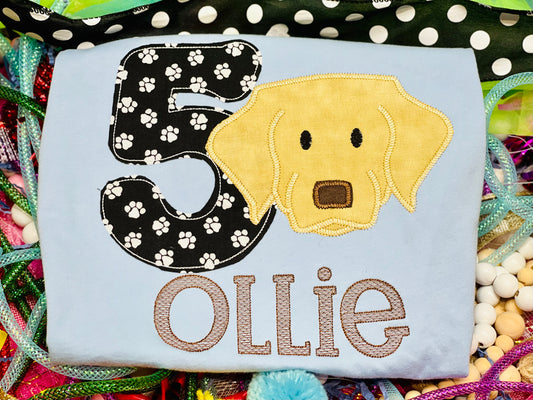 Custom Embroidery Birthday Golden Retriever Shirt